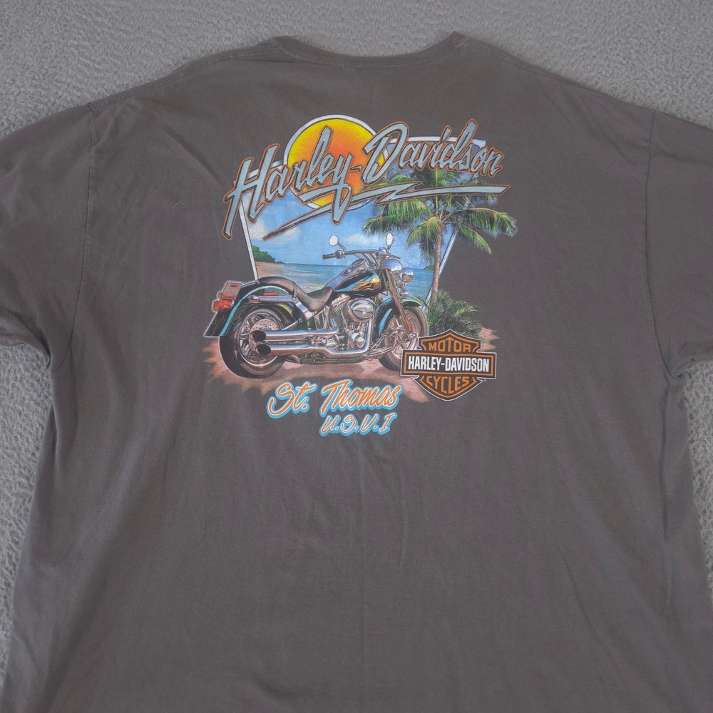 Harley-Davidson Shirt‎ Mens 3XL Gray St. Thomas USVI Cotton Graphic Beach Moto